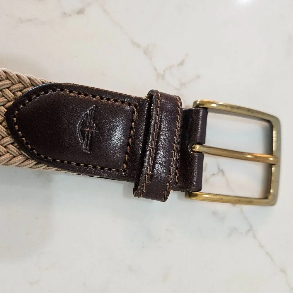 Dockers Mens Leather &‎ Woven Braided Belt - Brown/Tan 42 Inch